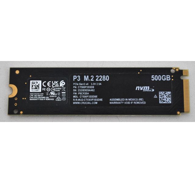 Crucial P3 500GB NVMe M.2 Solid State Drive (SSD) Grade D