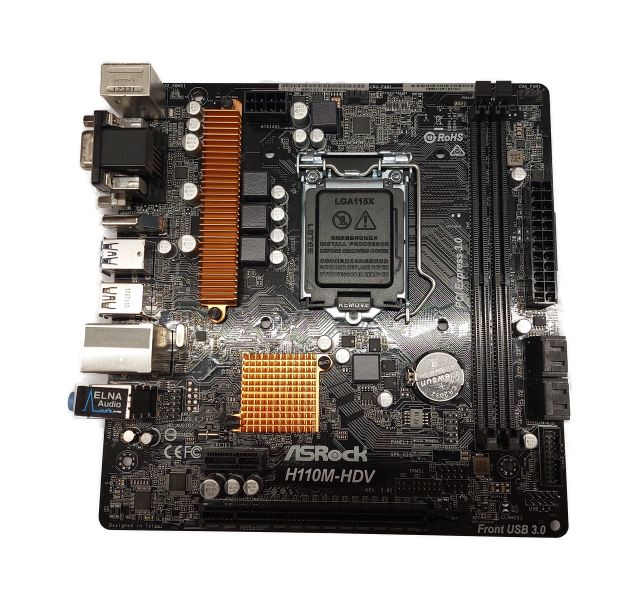 ASRock H110M-HDV, LGA1151, Micro-ATX, DDR4, Motherboard with IO Shield