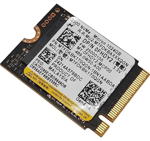Micron 2500 1TB M.2 NVMe 2230 GEN4x4 Solid State Drive (SSD)