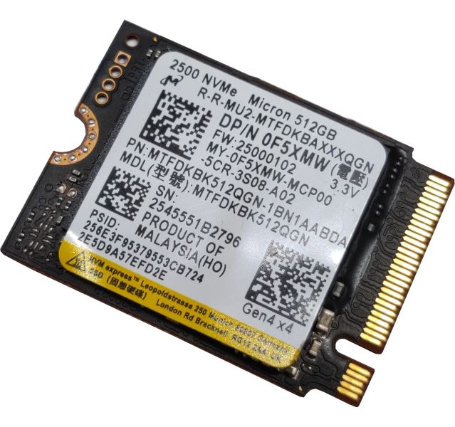 Micron 2500 MTFDK512QN 512GB M.2 NVMe PCIe Gen4 x 4 SSD