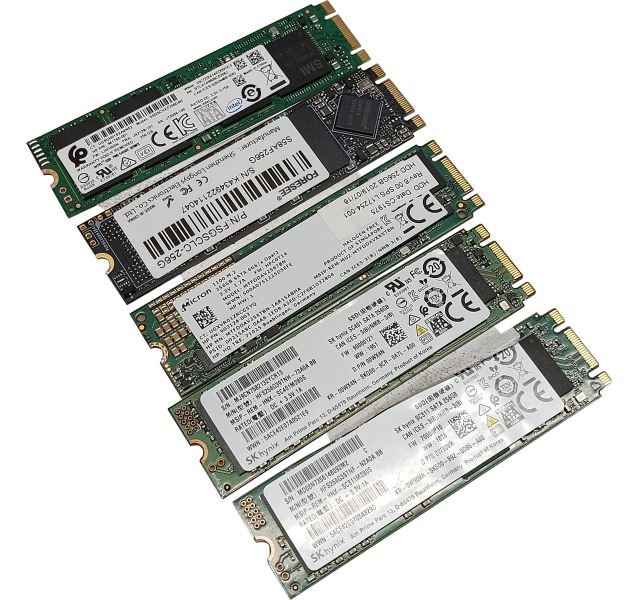 25x Mixed Brand 240GB M.2 SATA 2280 SSD Solid State Drives Bulk Job Lot