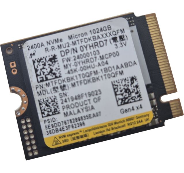 Micron 2400A Gen 4x4 1TB NVMe M.2 2230 Solid State Drive (SSD) Grade A