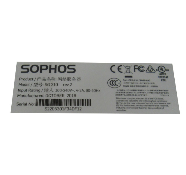 Sophos SG210 UTM 9.7 Network Security Gigabit Switch W/o Ears