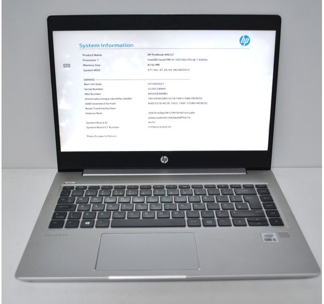 Faulty HP ProBook 440 G7, i5-10210U, 8GB RAM, 240GB, 14