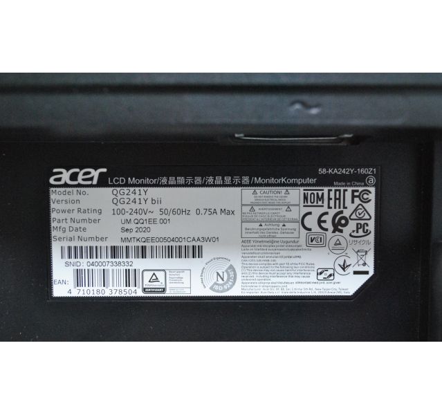 Acer Nitro QG241Y 23.8” 1920 x 1080px LED Monitor With Stand