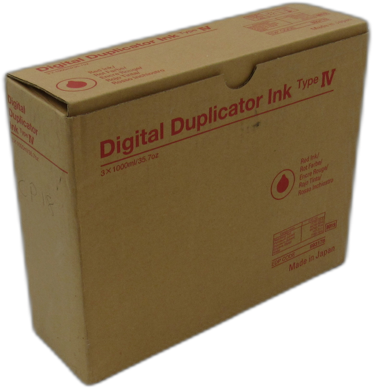 Ricoh JP500 893178 Digital Duplicator Type VI Red Ink