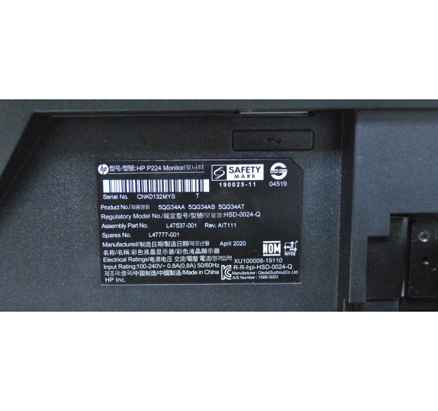HP P224 Monitor 21.5