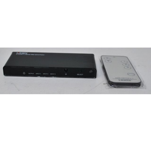 Lindy 3 Port HDMI Switch 18G 4K@60Hz, With remote