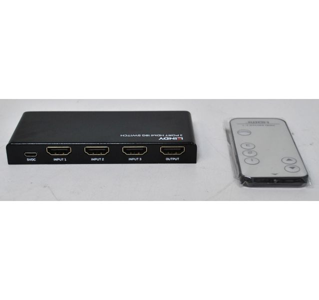 Lindy 3 Port HDMI Switch 18G 4K@60Hz, With remote