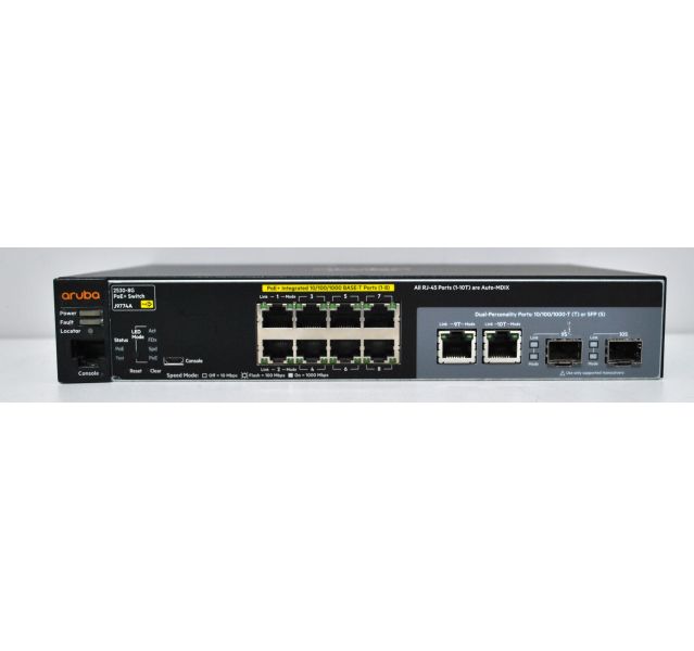 HP Aruba 2530 8G PoE+ J9774A 10 Port Switch without Ears, No PSU